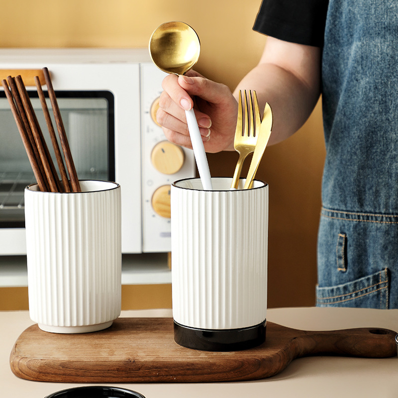 Chopstick Rest Ceramic - Kitchen ceramic tube drain chopstick holder,