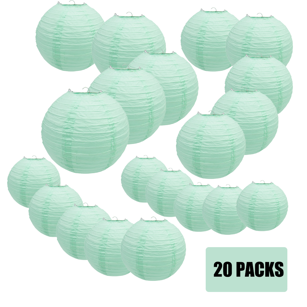 Japanese Lantern Paper - 20pcs Mint Green Paper Lanterns hinese