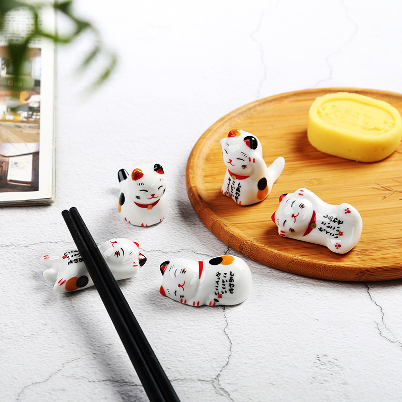 1Pcs Cute Cat Ceramic Chopstic - Chopstick Rest Ceramic のレビューと価格