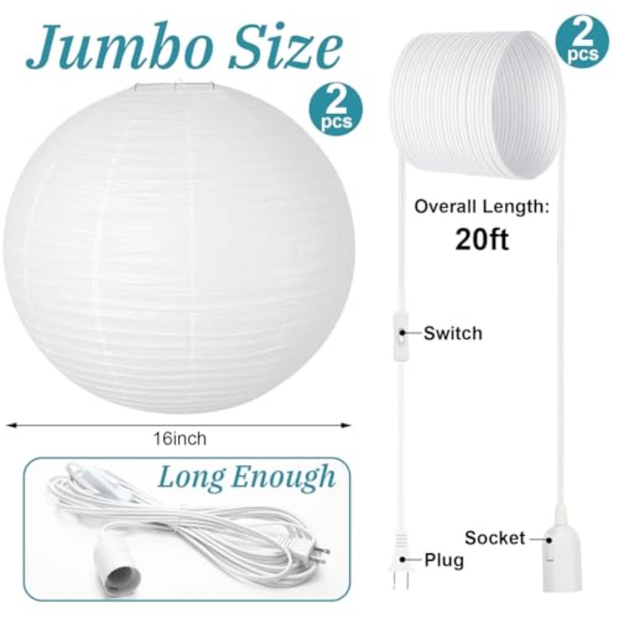 2 Sets Jumbo Paper Lanterns wi - Japanese Lantern Paper のレビューと価格
